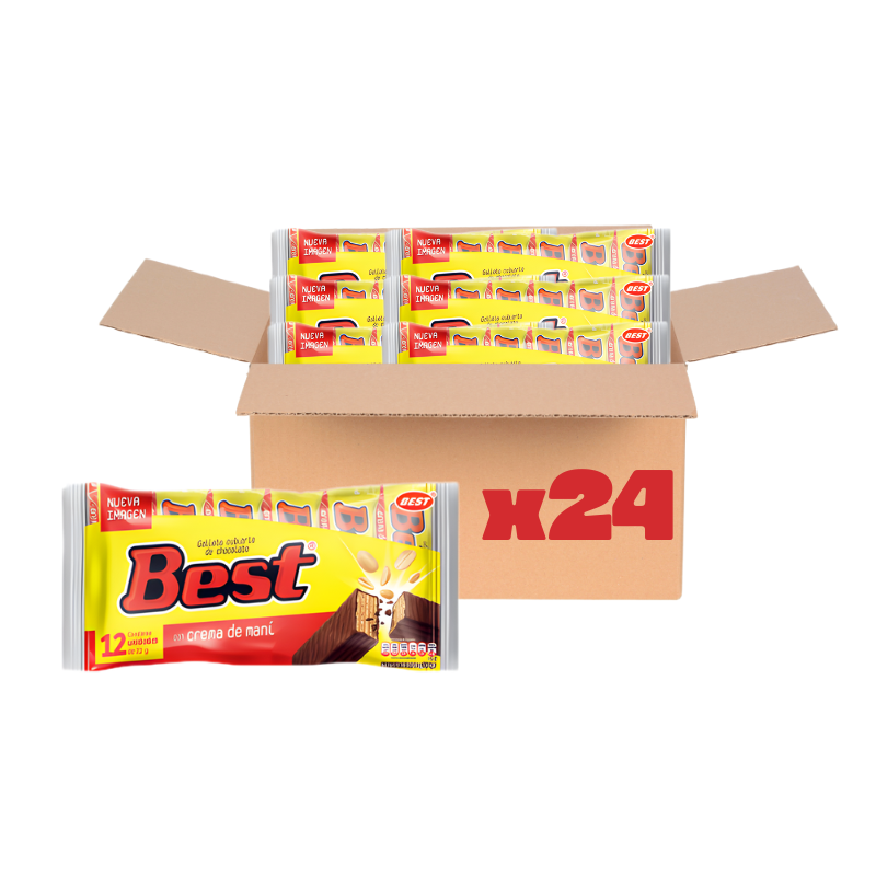 Galletas Rellenas de Maní con Cobertura de Chocolate Best 12uds 24Pack