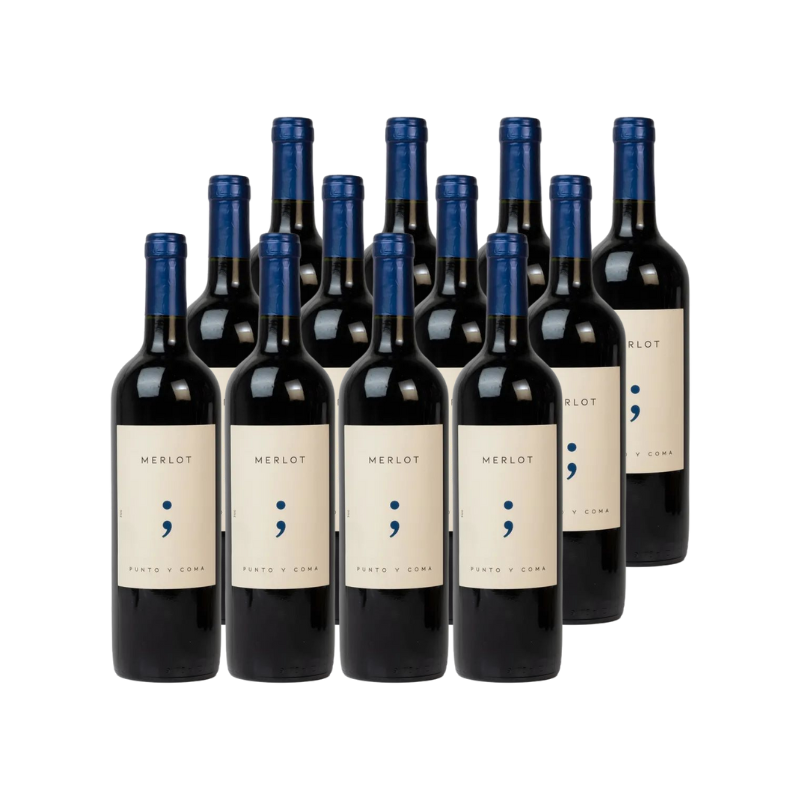 Vino Tinto Merlot Punto y Coma 750ml 12Pack